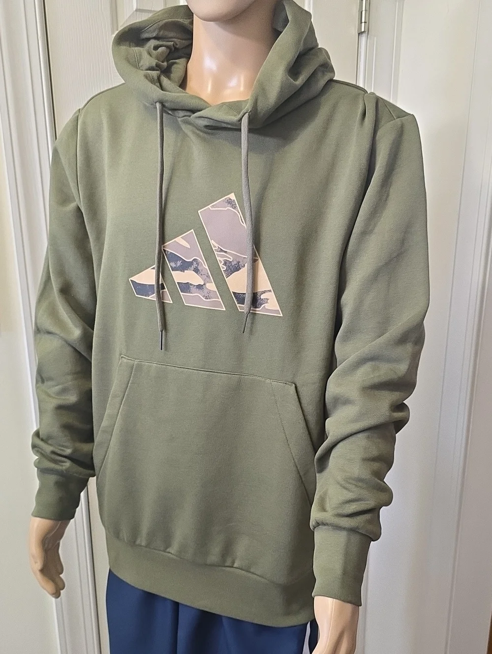 ADIDAS SIGNATURE BRAND MEN'S GREEN & CAMO PULLOVER HOODIE SWEATSHIRT SIZE LARGE